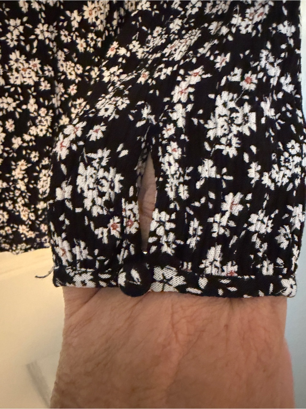 Skies Are Blue petite Black Floral V-Neck Top with White & Pink Accents - Picture 5 of 5